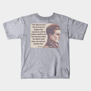 Simone de Beauvoir Portrait and Quote Kids T-Shirt